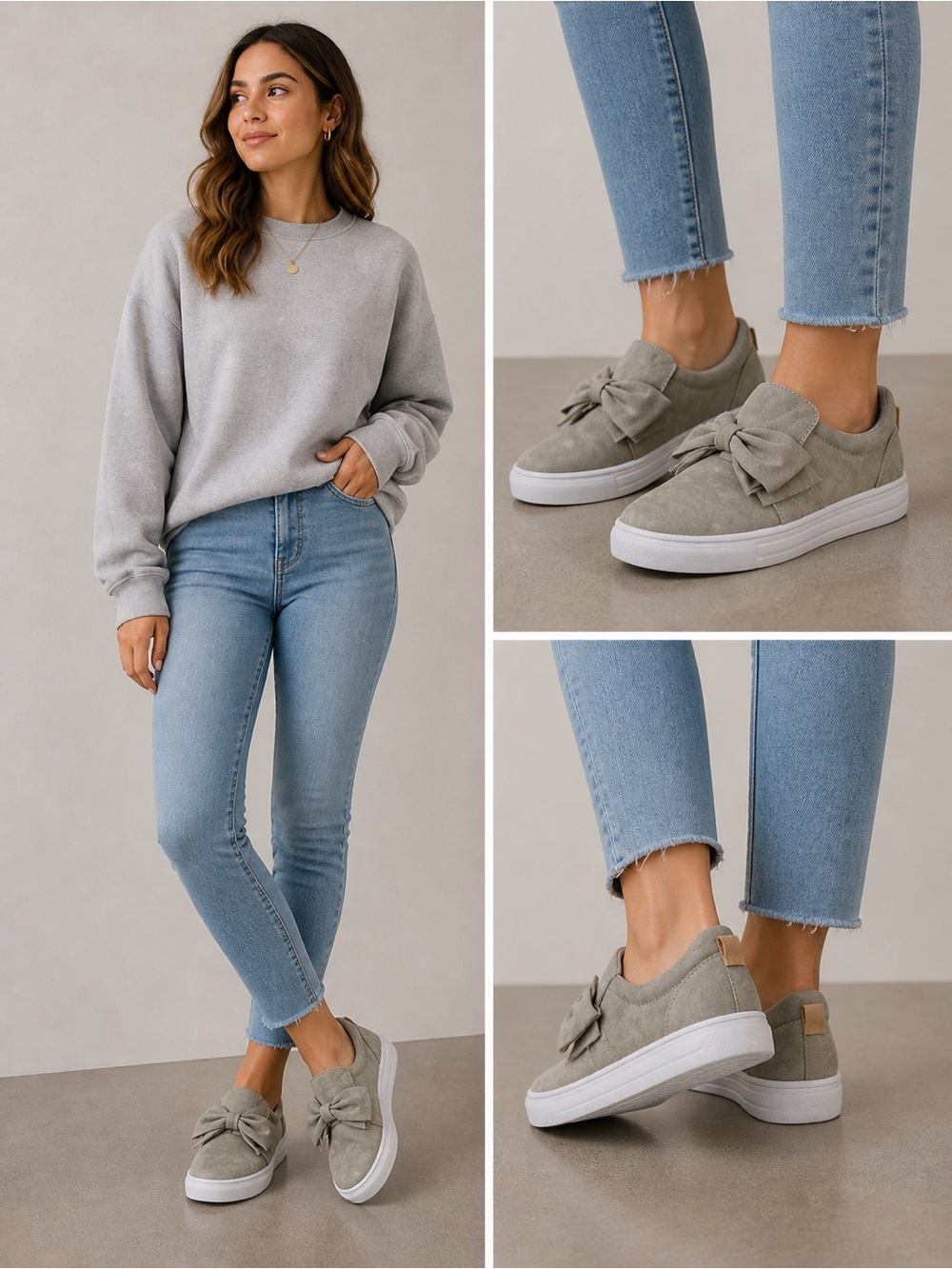 Olivia Miller Women’s Sneakers sz 5.5 Bow Grey NEW # box 288